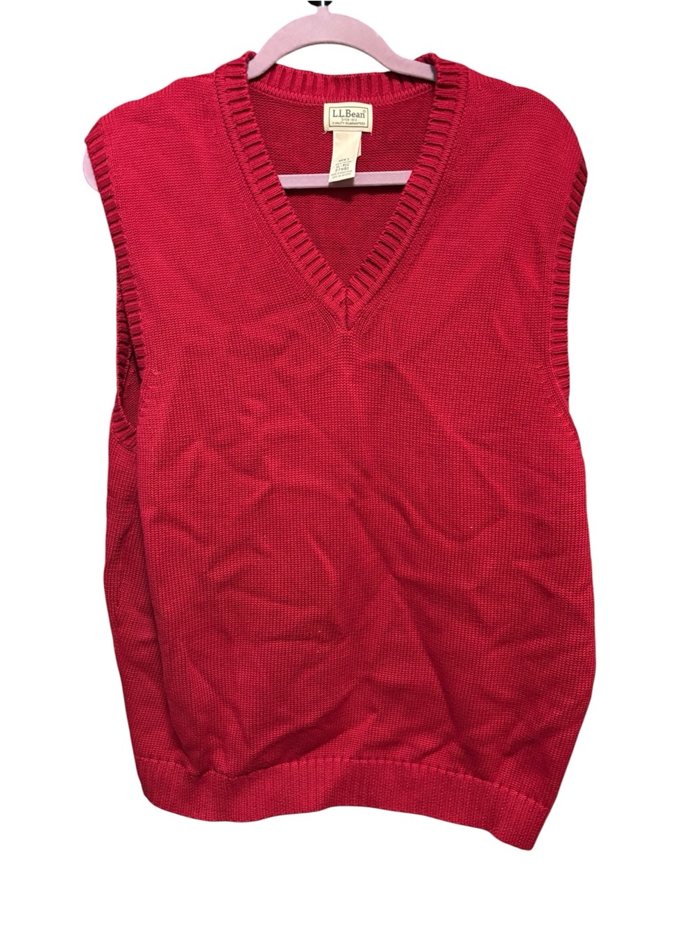 L.L.Bean Bright Red Knit V-Neck Sweater‎ Vest